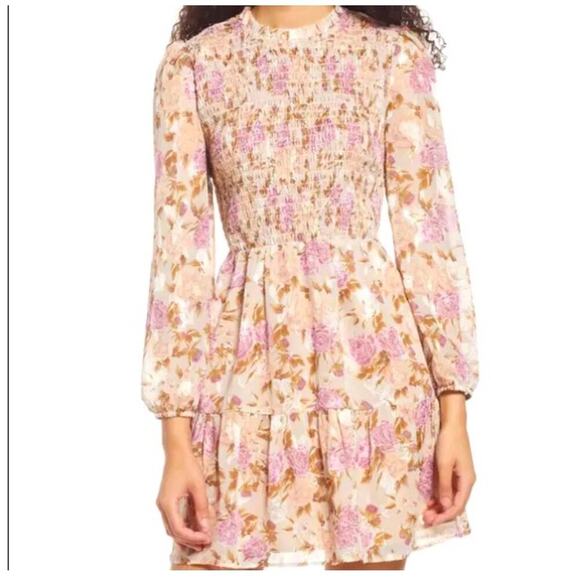 Adelyn Rae Darlene textured smocked floral dress women’s small nwt - Picture 3 of 11